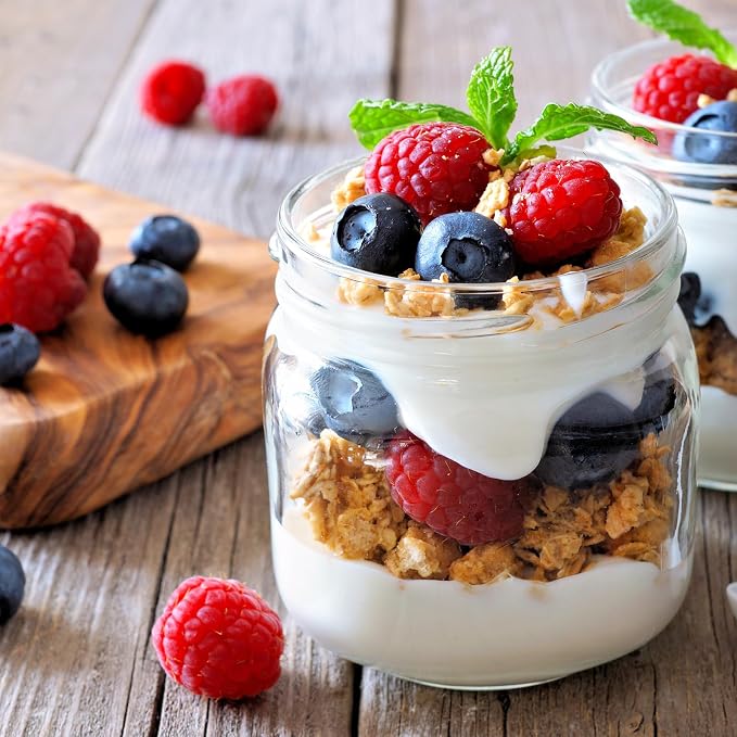 SHOWIN Overnight Oats Containers with Lids, 16oz Glass Jars with Lids 2 pcs, Taffy, Wide Mouth Mason jars for Salad, Yogurt, Snacks, Meal Prep