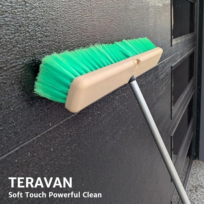 Teravan Green Flow Through Essential Flagged-End Brush Head, 18-Inch | Extra Soft Bristle Brush for Gentle Car Wash, RV, Boat, Window & Floor Cleaning, Compatible with Pole Handle