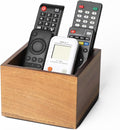 LBEMEY Remote Control Holder Caddy,Farmhouse Acacia Wood TV Remote Holder, Vintage Desk Caddy, Remote Organizer for Table (Brown for 3+ Remote Controls)
