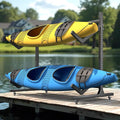 Freestanding Adjustable Kayak Storage Rack, 1 Side 2 Layers Kayak Bracket, Durable Kayak Rack with Lockable Wheels for Indoor, Outdoor, Garage, Shed, Dock