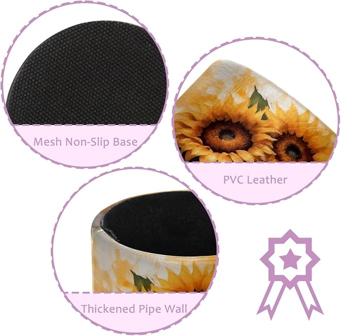Retro Sunflowers Pattern Pen Holder Pencil Organizer for Desk, 3.1” x 3.1” x 3.9” Pencil Cup Office Supplies, Large Capacity Cute Pen and Makeup Brush Holder for Home, School, Desktop