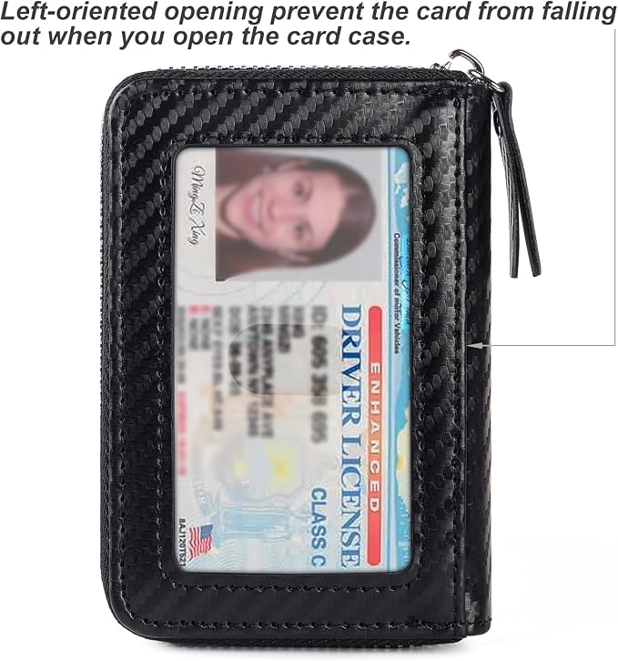 Credit Card Wallet, RFID Card Case Wallet, Zipper Card Cases Holder for Men Women, RFID Blocking, KeyChain Wallet, Compact Size Card Organizer Case for Women