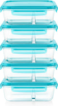 Pyrex Glass Meal Box (5-Pack, 4 Cup) Divided Compartments, Locking Lids | For meal prepping and portioning, BPA-Free, microwave & dishwasher safe
