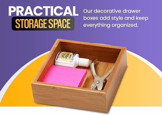 YBM Home Bamboo Drawer Organizer Storage Box for Kitchen Drawer, Junk Drawer, Office, Bedroom, Children Room, Craft, Sewing, and Bathroom, 1 Pack 3x9x2 inch