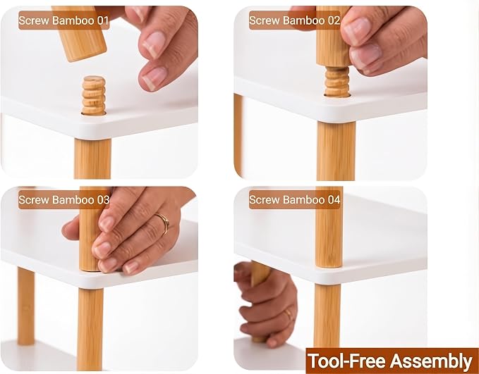 4-Tier Bamboo Coffee Bar Organizer,Coffee Bar Accessories, Mul-tifunctional Wooden Beaded Coffee Station Countertop Stand Shelf for Kitchen Home Office,Counter Riser Display Shelf for Top of Desk Home