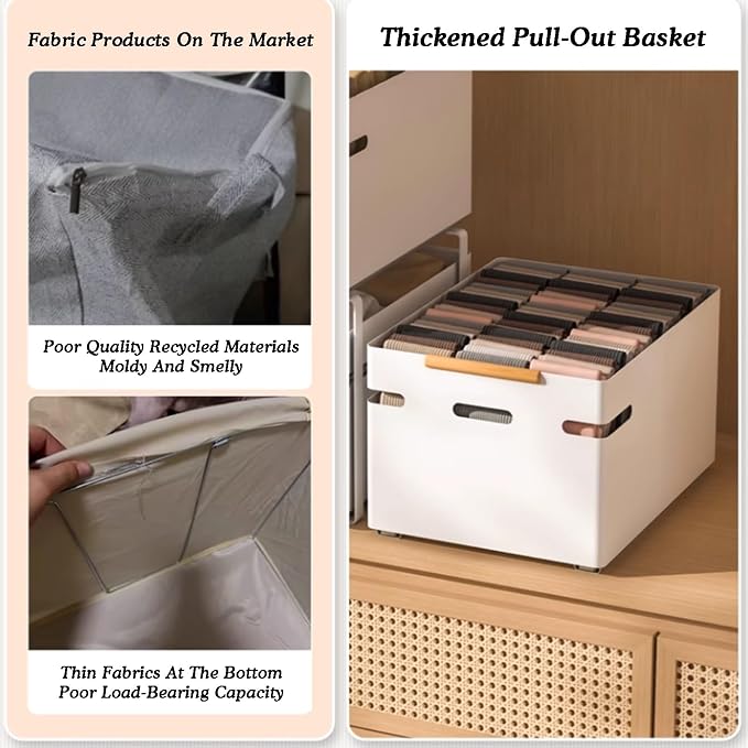 Pull Out Storage Basket,bedroom Closet Storage Racks,2-tier Stackable Storage Bins,20kg Weight Capacity,for Kitchen Bathroom Cabinets(Black,43x32x55.2cm)
