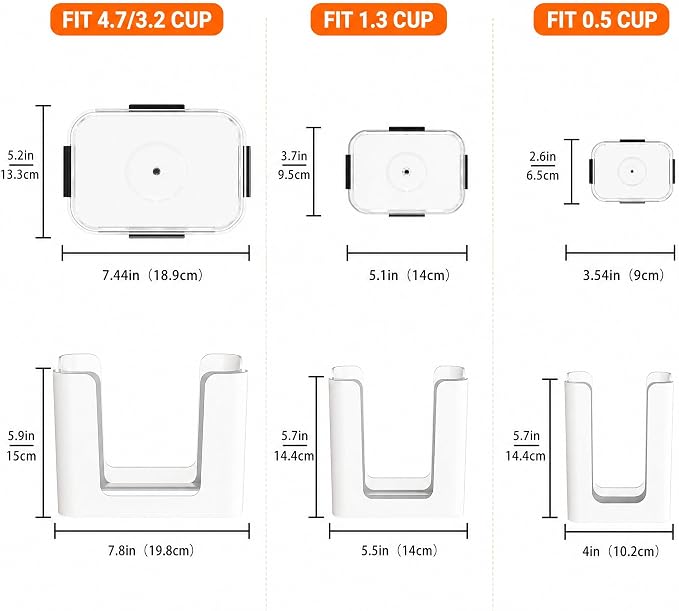 White 3 Pack Food Container Lid Organizer for Rubbermaid Brilliance | Stackable Lid Holder for Kitchen Cabinet Storage & Pantry Organization, Fits 0.5, 1.3, 3.2, 4.7 Cup Lids, Holds 24 Lids