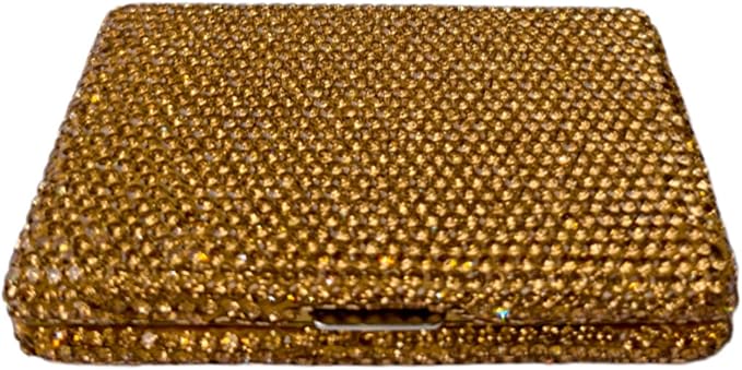 1Pc Card Wallet Card Case Bling Bling Business Card Holder,Gold | Fashion,Crystal and Aluminum,Unisex-Adults,Compact Purse,Rhinestone
