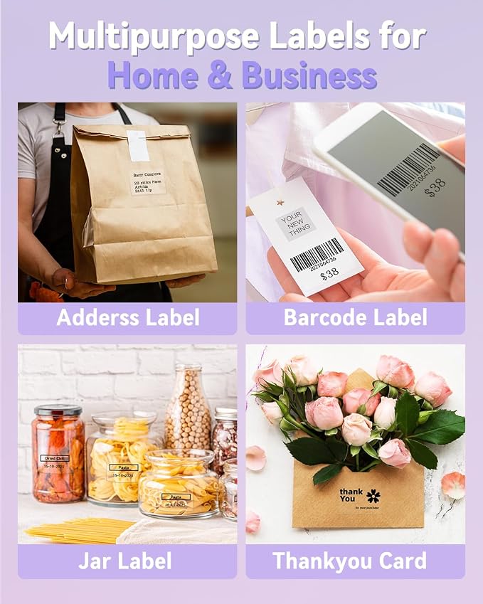 Phomemo Labels- 3 Rolls Thermal Clear Label- M110/M221/M220/M120/M200 Transparent Thermal Paper 1.57"x1.18"(40x30mm)- Sticker Label for Logo/Barcode/Stickers/Address Labels, Total of 690 PCS