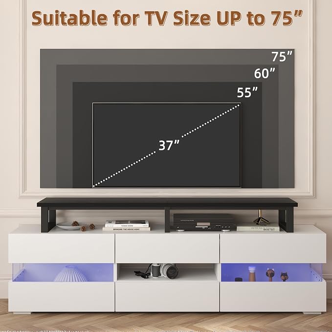 YAOHUOO 59" Large TV Riser for 32-75 inch TV, TV Riser Stand Shelf,Black | Steel Legs,Tabletop TV Stand Riser for Home Office,Fit TV/Monitor/Laptop/Soundbar,6.5"Height,Holds up to 120lbs