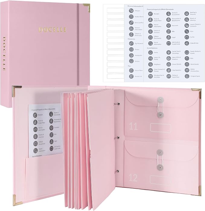 Important Document Organizer – Emergency File Folder Protect Your Family’s Legacy with 3-Ring and Label Pockets, Perfect for Home Office Filing and Gift Giving on Special Occasions