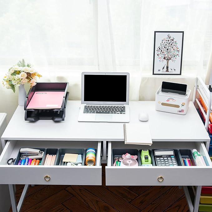 BYCY 32 PCS Desk Drawer Organizers - Interlocking Tool Boxes with 3 Sizes, Office, Bathroom, Kitchen, Makeup