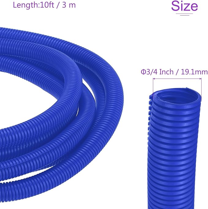 DMiotech 10ft Wire Loom Split Tubing 1 Inch(25.4mm) ID, Cord Protectors from Pet Flexible Conduit Cable Management for Office Home Garden, Blue