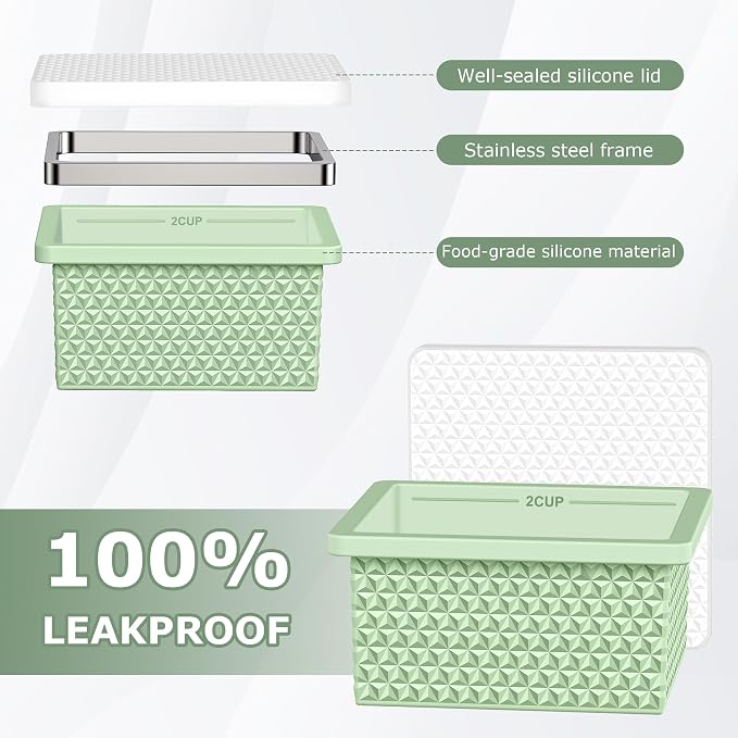 6 Pack-Silicone Freezer Tray with Lid-Stackable Soup Freezer Container Molds,2-Cup Ice Cube Trays for Perfect Portion Control,Food Storage & Meal Prep,Oven & Dishwasher Safe