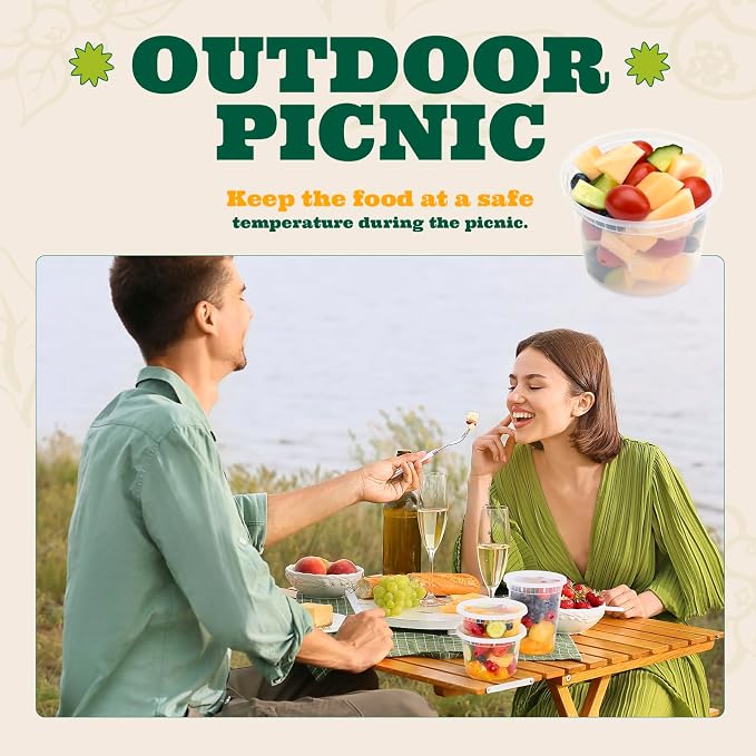 Glotoch 24 Pack 32 oz Plastic Food and Drink Storage Containers Set with Lids - Microwave, Freezer & Dishwasher Safe, BPA-Free, Reusable & Stackable