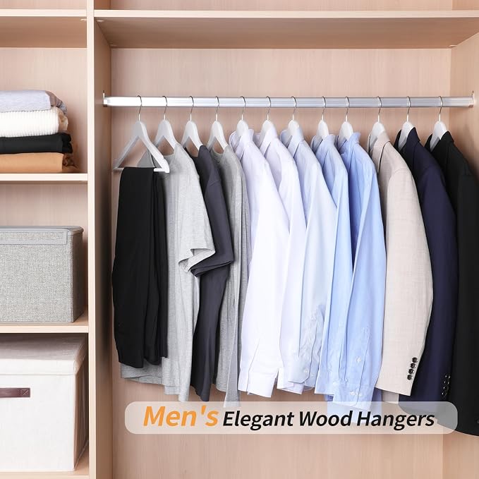 Amazon Basics Durable Wooden Clothes Hangers,White,(Pack of 80)