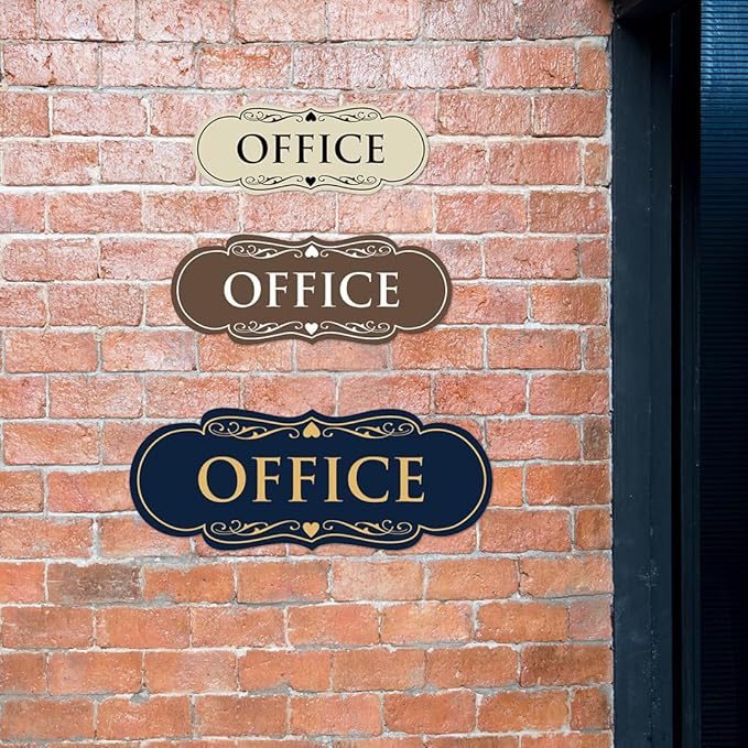 All Quality Designer Office Sign | Easy Installation - Black - Small (2 Pack)