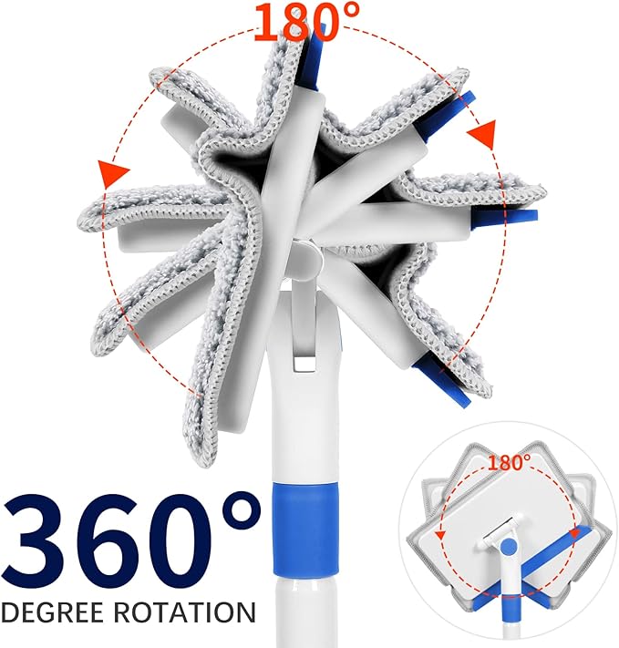 Baseboard Cleaner Tool with Handle, Wall Cleaner with Extendable Long Handle ,Door Frame Cleaning Tool Including 4 Reusable Cleaning Pads. Quick Clean Baseboard Cleaning, Ceiling and Wall.