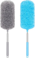 2 Pack Microfiber Duster for Cleaning, Washable Hand Dusters with Extendable Pole, Cleaning Supplies for Office, Car, Furniture, Ceiling Fan