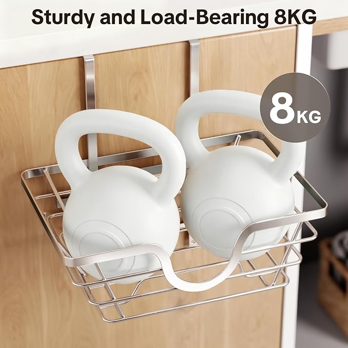 TIDIIABODE Pot Lid Organizer, Adjustable Kitchen Pot Lid Holder Inside Cabinet, Kitchen Cabinet Organizer Hanging for Food Storage Container, Pot, Pan Lid & Bakeware, Sliver