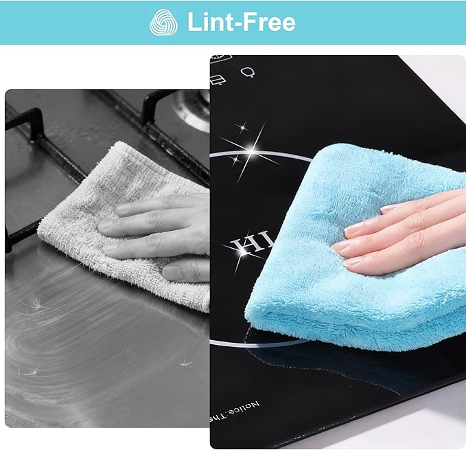 JOYMOOP Microfiber Cleaning Cloths Cyan, 11.8" x 11.8" Kitchen Towels – Reusable Cleaning Rags, Lint-Free, Super Absorbent Cleaning Cloths for Kitchen, Car, and Household Cleaning