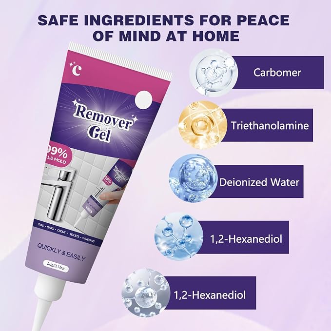 2Pcs Cleaning Remover Gel,Powerful Household Cleaning Gel,Multi-Surface Remover Gel for Bathroom Shower Kitchen Tile Grout, Sinks Countertops,Safe Formula That Does Not Damage Surface,180g