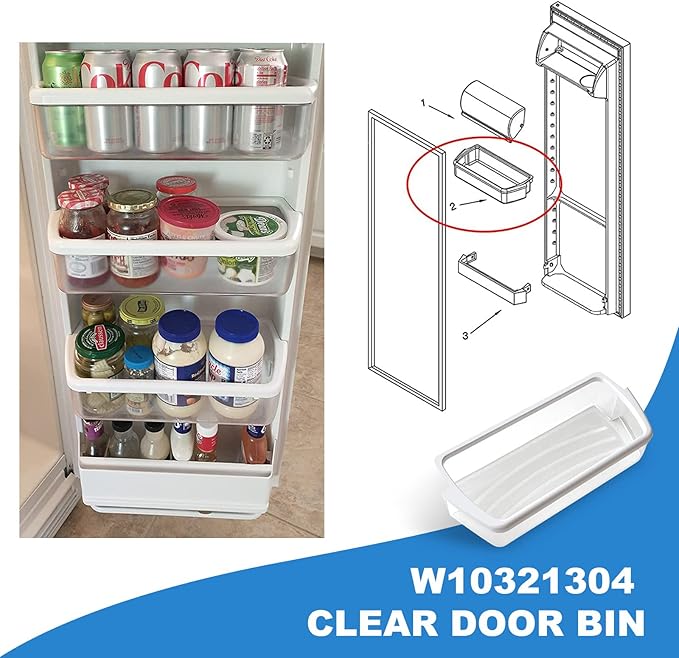 UPGRADED W10321304 Refrigerator Door Shelf Bin, Compatible with Whirlpool Refrigerator Replaces WPW10321304 PS11752778 AP6019471 2179574 2179575