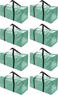 PANDA JOYS 8 Pack Extra Large Moving Bags with Zippers & Carrying Handles, Heavy-Duty Storage Tote for Space Saving Moving Storage, Fold Flat, Alternative to Box and Bin,Teal