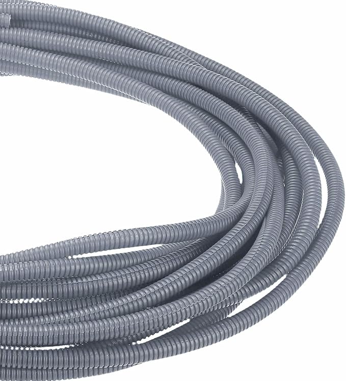 DMiotech 50ft Wire Loom Split Tubing 3/8 Inch(9.5mm) ID, Cord Protectors from Pet Flexible Conduit Cable Management for Office Home Garden, Gray