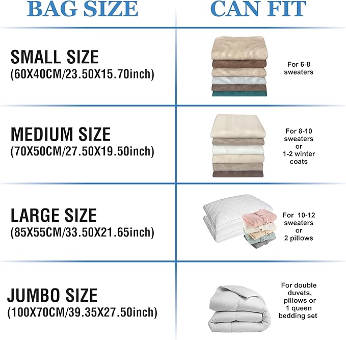 Vacuum Storage Bags with Electric Pump, Space Saver Vacuum Seal Bags with Pump, Sealer Compression for Clothes, Comforters, Blankets, Bedding, 15 Large