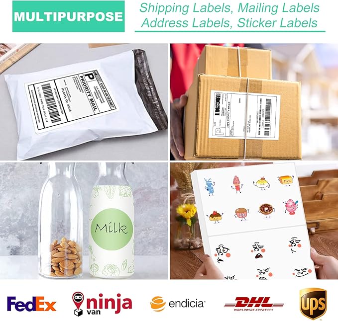 Half Sheet 8.5x5.5inch Shipping Mailing Label 200 Counts, 2 Labels Per Sheet 8.5 x 11 for Laser & Inkjet Printer, Permanent Adhesive Label Square Corner (100 Sheets)