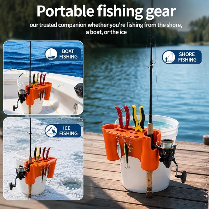 Bucket Fishing Tool Holder,Compatible with most 5 Gallon Bucket