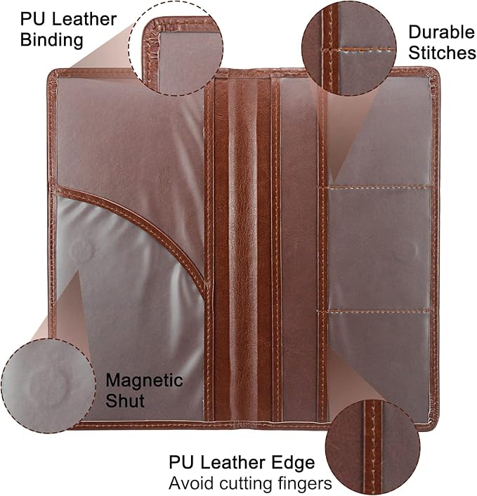 LumiMokki Premium Car Registration & Insurance Card Holder with Magnetic Shut, Vehicle Glove Box Car Organizer - For Documents, Cards, License (Brown)