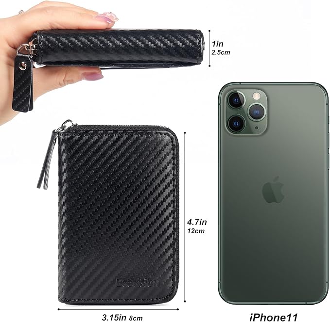 Credit Card Wallet, RFID Card Case Wallet, Zipper Card Cases Holder for Men Women, RFID Blocking, KeyChain Wallet, Compact Size Card Organizer Case for Women
