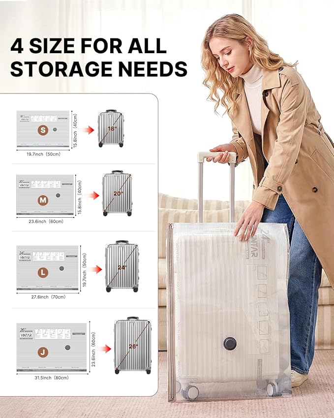 Vacuum Seal Bags for Clothing Travel with Rechargeable Cordless Pump, VINTAR 20 Pack Space Saver Vacuum Storage Bags, Travel Vacuum Compression Bags Set for Luggage Clothes Bedding Blanket