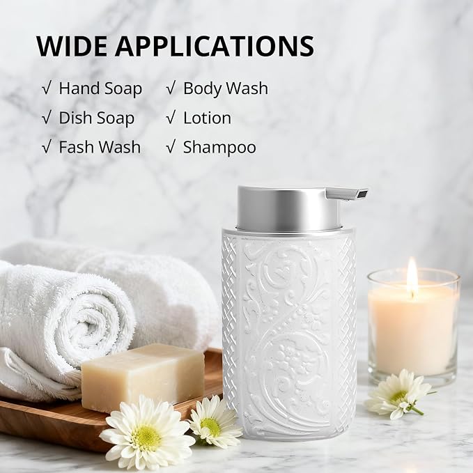 12OZ/350ML Ceramic Foaming Soap Dispenser Empty Hand Soap Dispenser Refillable Lotion Containers with Pump