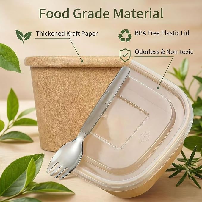 55Pcs 30oz Disposable Meal Prep Containers with Lids and Sporks | Disposable Food Containers, Leak-Proof, Microwave & Freezer Safe, Meal Prep Bowls Ideal for Takeout, Lunch Containers, Soup