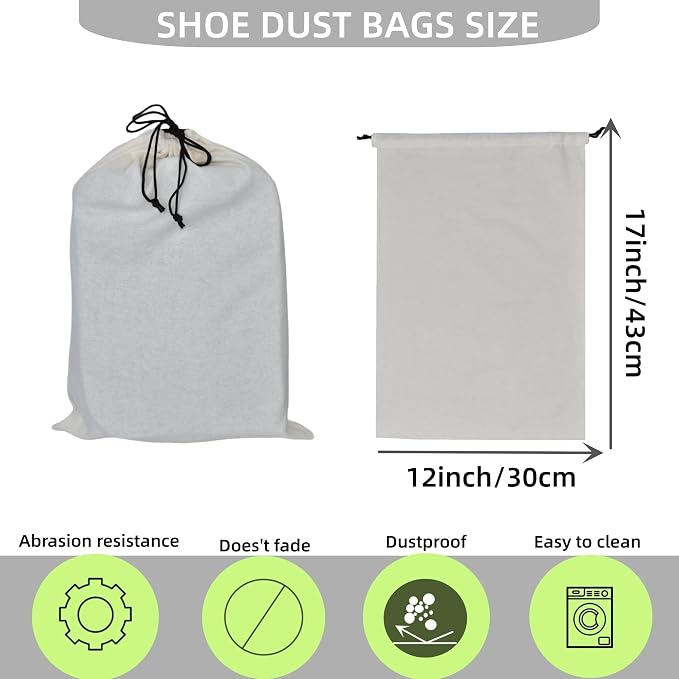 GONGKANGYUAN 2 Pack Shoe Bags for Travel Flannel Single Shoe Pouch with Drawstring for Men Women Travel Protecting Storing Shoes