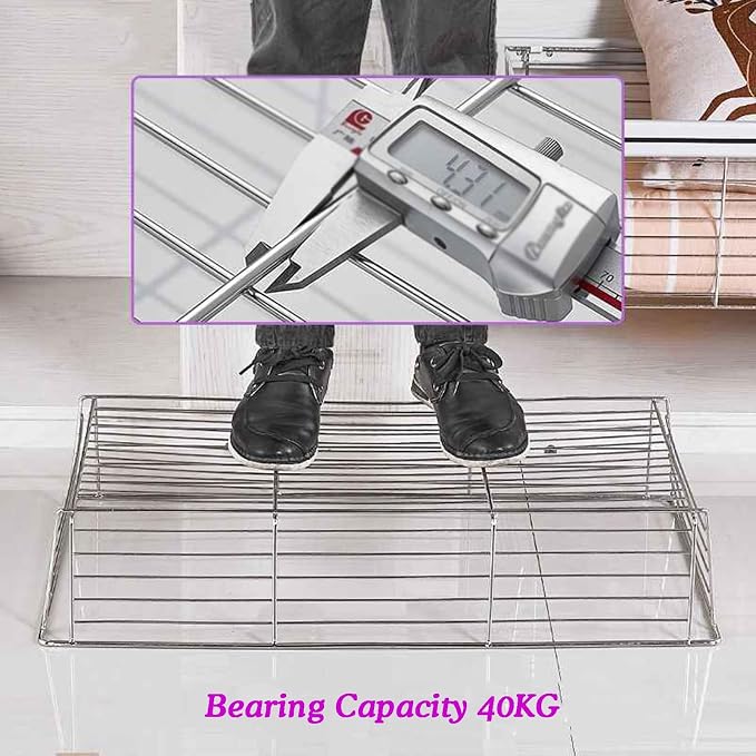 Pull Out Storage Basket with Runners,Metal Under Shelf Storage Basket,Stackable Storage Bins,Adjustable Width 370-970mm,40kg Weight Capacity(Black,Width920-970mm)