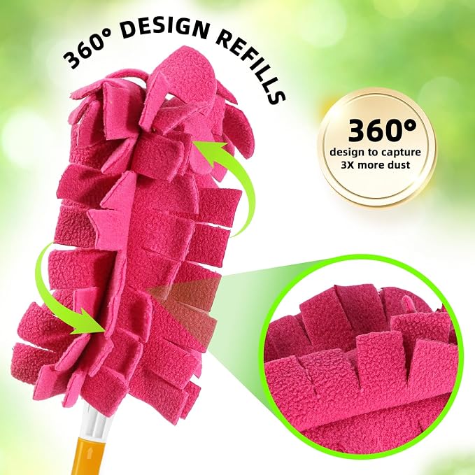 Reusable Duster Refill Pads Compitable with Swiffer Hand Duster | 4 Pack Washable Heavy Duty Dusters Refills 360 for Swiffer Duster Handle & Super Extender Handle (Handle is Not Included)