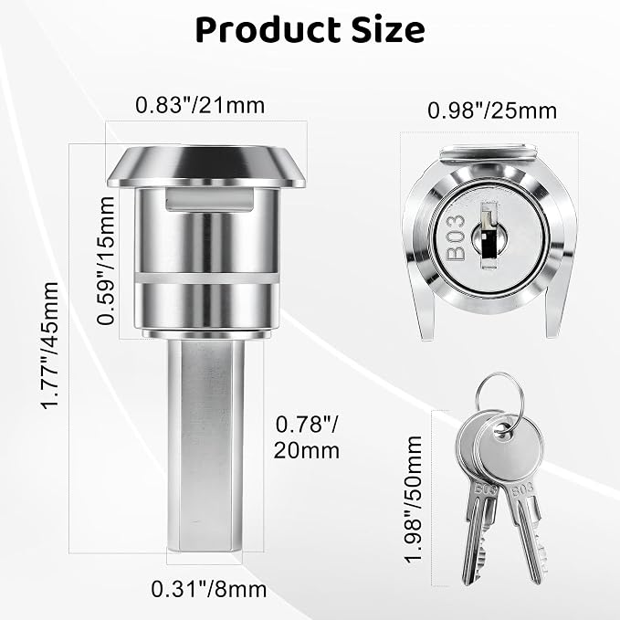 Stainless Steel Tool Box Lock with Keys, 180° Rotation Unlocking Toolbox Iron Cabinet Insert Linkage Drawer Lock Set (2 Pack)