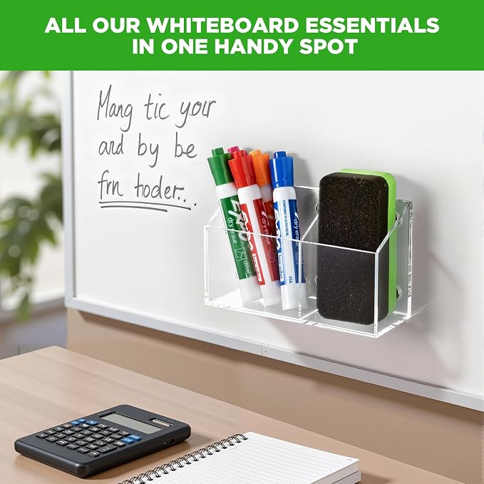 Magnetic Dry Erase Marker Holder for Whiteboard, Acrylic Magnet Pen Holder for Refrigerator Fridge, Marker Holder for Classroom Teacher, Pencil Cup, Office Accessories Decor, Locker Organizer