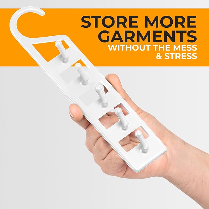CraftyCrocodile Space Saving Hangers for Clothes - 4 in Pack, Heavy Duty Plastic, Multi Closet Space Savers for Shirts, Pants, Jeans, Sweaters - Hanger Organizer Space Saver, White