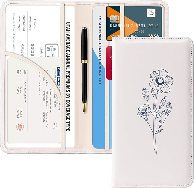CoBak Car Registration and Insurance Holder | Vehicle Glove Box Organizer, Auto Truck Compartment Document Case with Magnetic Closure for Insurance & Driver License