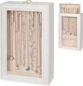 2-Layer Necklace Organizer Box with Double-Sided Clear Lid, White | Jewelry Storage Case, Anti-Tangle Necklaces Display Holder for Pendants Bracelets, Jewelry Organizer for Women Girls