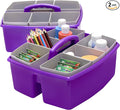 Storex Large Classroom Craft Caddy with Cups, 13 x 11 x 6.575 Inches, Purple, Case of 2 (00986A02C)