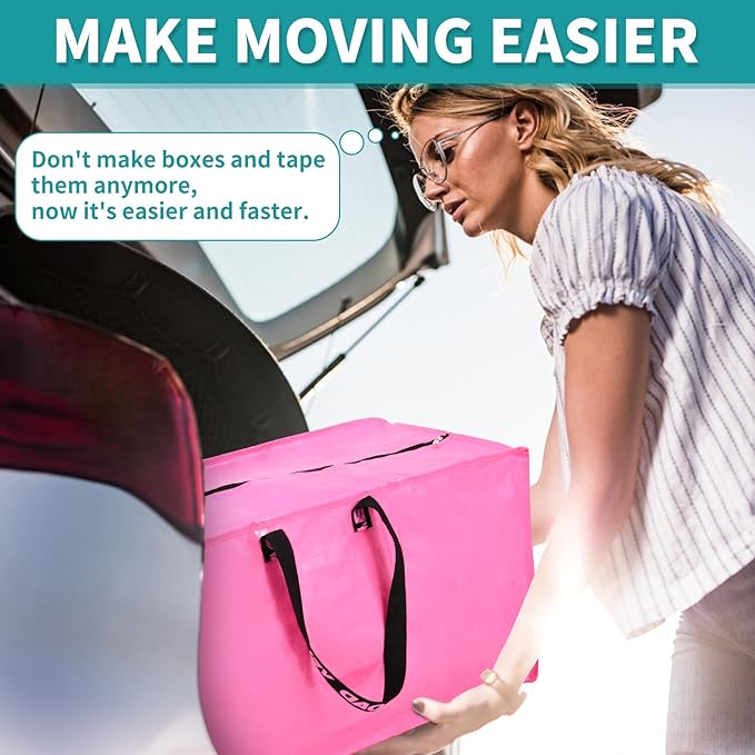Purple Moving Bags - 8 Pack Extra Large Heavy Duty Storage Bags With Zipper & Reinforce Handles | 29x14x13 Inch Moving Tote Bags Bulk For Clothing, Shoes, Travel