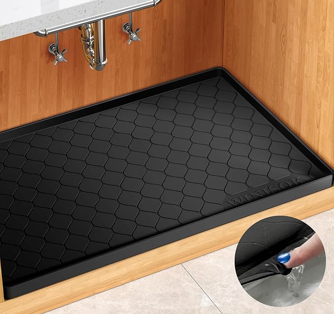 Winisok Silicone Under Sink Mat 34" x 19", kitchen Essentials and Gadgets, Shelf liner and Cabinet Protector, Home Organizers and Storage, Waterproof Bathroom Tray