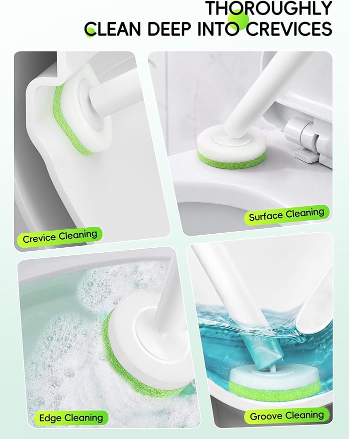 Wall Mounted Disposable Toilet Brush System with Holder, Toilet Bowl Cleaning Wand with Green Refills and One-Button Release (36 Refills)