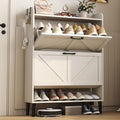 HOMEFORT Shoe Storage Cabinet for Entryway, Slim Shoe Organizer with Two Flip Drawers, Narrow Shoe Holder with Wood Legs, Farmhouse Hidden Shoe Cabinet for Front Door Entrance,Antique White